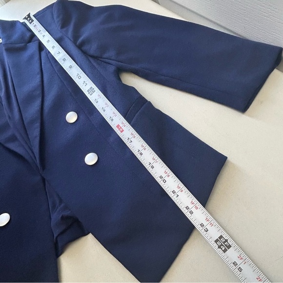 Ricki’s Blazer Slim Fit Cropped Ponte Knit Open Front 3/4 Sleeves Blue Size XS - Picture 13 of 16